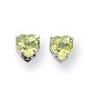 Image 2 : 14k White Gold 5 mm Heart Peridot Earrings