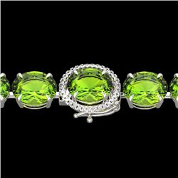 67 ctw Peridot & Micro Pave Diamond Bracelet 14k White Gold