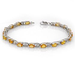 6.02 ctw Yellow Sapphire & Diamond Bracelet 14k White Gold