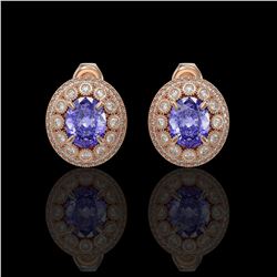 9.06 ctw Tanzanite & Diamond Victorian Earrings 14K Rose Gold