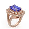 Image 2 : 5.86 ctw Certified Tanzanite & Diamond Victorian Ring 14K Rose Gold