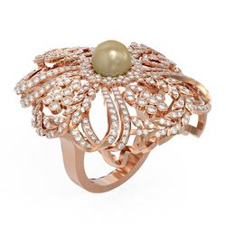 3.23 ctw Diamond & Pearl Ring 18K Rose Gold