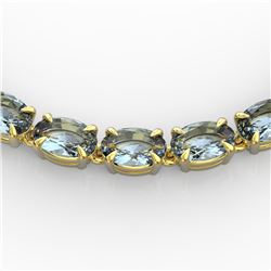 29 ctw Aquamarine Eternity Tennis Necklace 14k Yellow Gold