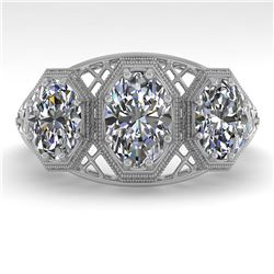 2 ctw VS/SI Oval Cut Diamond Ring Art Deco 14k White Gold