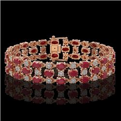 17.74 ctw Ruby & Diamond Row Bracelet 10K Rose Gold