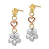 Image 2 : 14k Tri-color Brushed & Polished Plumeria Dangle Post Earrings