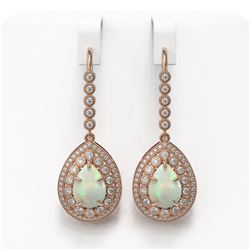 8.29 ctw Certified Opal & Diamond Victorian Earrings 14K Rose Gold