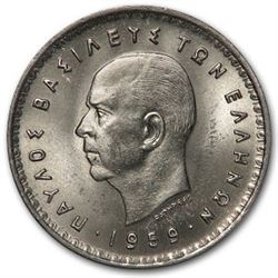 1959 Greece Nickel 10 Drachmai Paul I BU