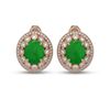 Image 1 : 10.61 ctw Jade & Diamond Victorian Earrings 14K Rose Gold