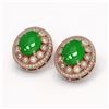 Image 2 : 10.61 ctw Jade & Diamond Victorian Earrings 14K Rose Gold