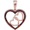Image 1 : 10kt Rose Gold Round Red Color Enhanced Diamond Heart Pendant 1/6 Cttw