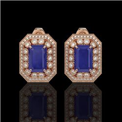 13.75 ctw Sapphire & Diamond Victorian Earrings 14K Rose Gold