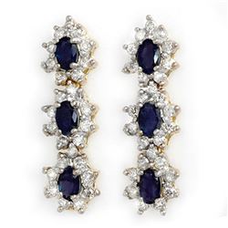 5.88 ctw Blue Sapphire & Diamond Earrings 14k Yellow Gold