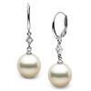 Image 1 : Elite Collection White Freshwater Pearl and Diamond Aerie Dangle Earrings