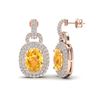 Image 2 : 5 ctw Citrine & Micro VS/SI Diamond Pave Earrings 14k Rose Gold