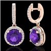 Image 2 : 4 ctw Amethyst & Micro Pave VS/SI Diamond Designer 14k Rose Gold