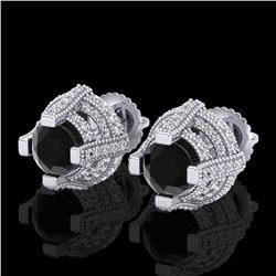 2.75 ctw Fancy Black Diamond Micro Pave Stud Earrings 18k White Gold