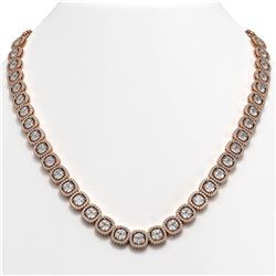 32.64 ctw Cushion Cut Diamond Micro Pave Necklace 18K Rose Gold
