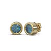 Image 2 : 1 ctw Intense Blue Diamond Earrings 18K Yellow Gold