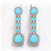 Image 1 : 16.04 ctw Turquoise & Diamond Earrings 14K Rose Gold