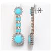 Image 2 : 16.04 ctw Turquoise & Diamond Earrings 14K Rose Gold