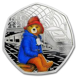 2018 GB 50p Silver 60th Anniv Paddington Bear (Train Station)