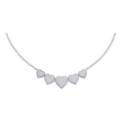 10kt White Gold Round Diamond Heart Pendant Necklace 1/3 Cttw