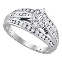14kt White Gold Princess Diamond Cluster Bridal Wedding Engagement Ring 5/8 Cttw