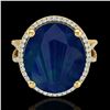 Image 1 : 12 ctw Sapphire & Micro Pave VS/SI Diamond Ring 18k Yellow Gold