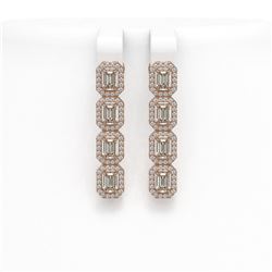 4.52 ctw Emerald Cut Diamond Micro Pave Earrings 18K Rose Gold