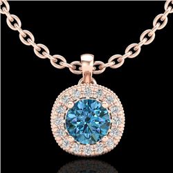 1.1 ctw Fancy Intense Blue Diamond Art Deco Necklace 18k Rose Gold