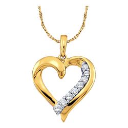10kt Yellow Gold Round Diamond Heart Pendant 1/4 Cttw