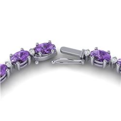 28 ctw Amethyst & VS/SI Diamond Certified Eternity Necklace 10k White Gold