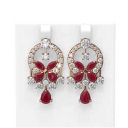 17.33 ctw Ruby & Diamond Earrings 18K Rose Gold