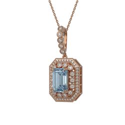 5.66 ctw Aquamarine & Diamond Victorian Necklace 14K Rose Gold