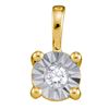 Image 1 : 10kt Yellow Gold Round Diamond Illusion-set Solitaire Pendant 1/10 Cttw