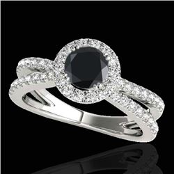 1.55 ctw Certified VS Black Diamond Solitaire Halo Ring 10k White Gold