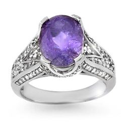 4.70 ctw Tanzanite & Diamond Ring 14k White Gold