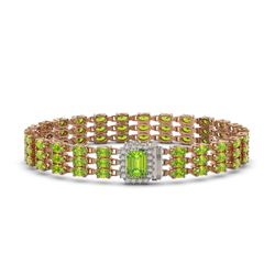 25.34 ctw Peridot & Diamond Bracelet 14K Rose Gold