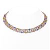 Image 1 : 44.09 ctw Multi Color Sapphire & Diamond Necklace 10K Rose Gold