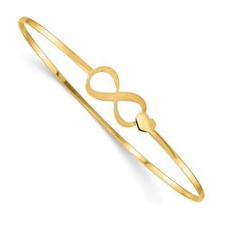 14k Yellow Gold Brushed & Polished Infinity Heart Slip On Bangle