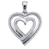 Image 1 : 10kt White Gold Round Diamond Double Nested Heart Pendant 1/4 Cttw