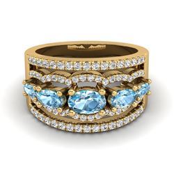 2.25 ctw Sky Blue Topaz & Micro Pave VS/SI Diamond Ring 10k Yellow Gold