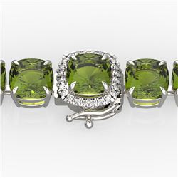 40 ctw Green Tourmaline & Micro VS/SI Diamond Bracelet 14k White Gold