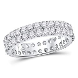 14kt White Gold Round Diamond Double Row Eternity Wedding Band 2.00 Cttw