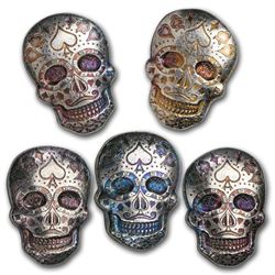 2 oz Hand Poured Silver Skull - Day of the Dead: Poker Face