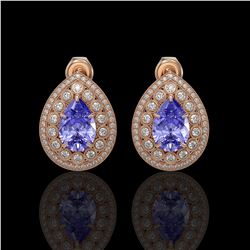 8.54 ctw Tanzanite & Diamond Victorian Earrings 14K Rose Gold