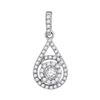 Image 1 : 10kt White Gold Round Diamond Solitaire Circle Frame Pendant 1/4 Cttw
