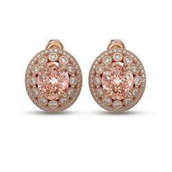 13.41 ctw Morganite & Diamond Victorian Earrings 14K Rose Gold