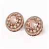 Image 2 : 13.41 ctw Morganite & Diamond Victorian Earrings 14K Rose Gold